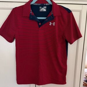 Under Armour Kids Polo in Red and Navy Stripes
